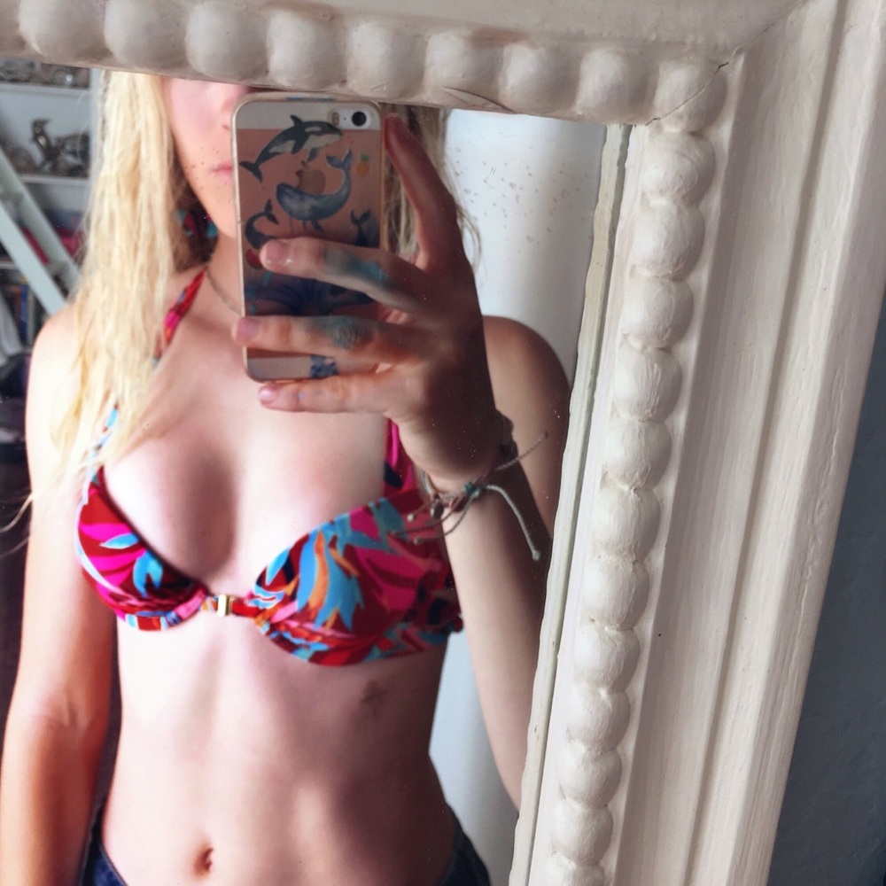 Magenta floral bikini top